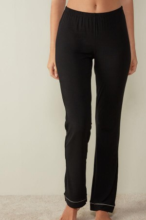 Black Women's Intimissimi Long Micromodal Trousers Pajamas | AU2025MAS