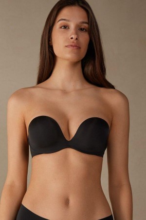 Black Women's Intimissimi Monica Bandeau in Ultralight Microfiber Bras | AU2828VDO