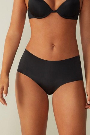 Black Women's Intimissimi Seamless Microfiber Hipster Panties | AU1705KIR