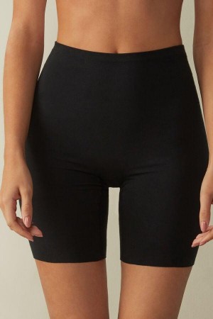 Black Women's Intimissimi Seamless Supima® Cotton Shorts Panties | AU1702GLQ
