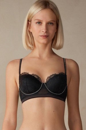 Black Women's Intimissimi Shine High Like Stars Sofia Balconette Bras | AU3004ISE