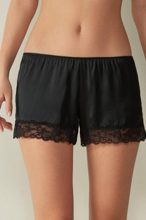 Black Women's Intimissimi Silk Shorts Pajamas | AU2034ORX