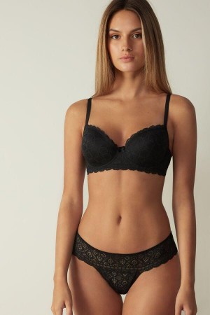Black Women's Intimissimi Sofia Balconette in Lace Bras | AU2430MAQ