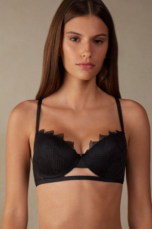 Black Women's Intimissimi Sofia Urban Nomad Balconette Bras | AU2480WYN
