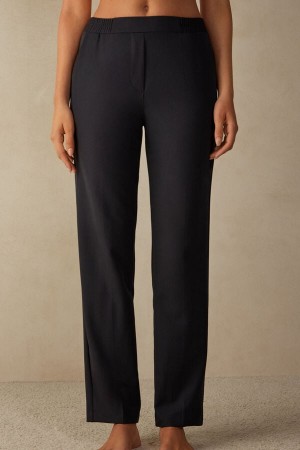 Black Women's Intimissimi Straight Cut with Pockets Pants | AU2247FMM