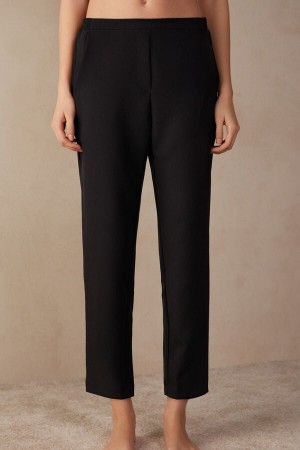 Black Women's Intimissimi Trousers with Pockets Pants | AU2259MAS