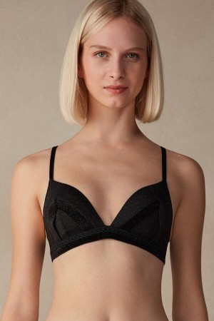 Black Women's Intimissimi Under the Stars Tiziana Triangle Bras | AU2658NBX