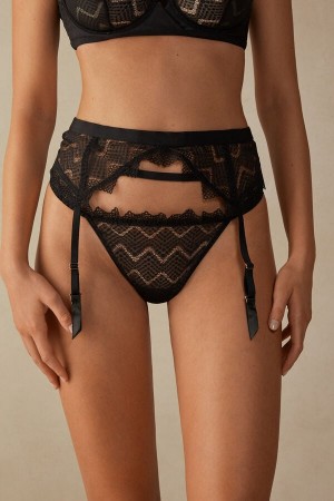 Black Women's Intimissimi Urban Nomad Garter Belt Lingerie | AU2145HKW