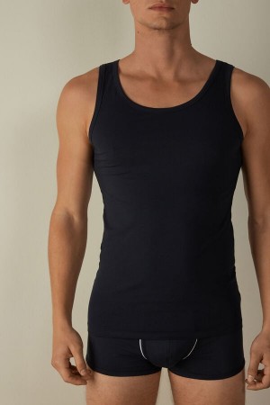 Blue Men's Intimissimi Crew Neck Tank Top | AU1009BCP