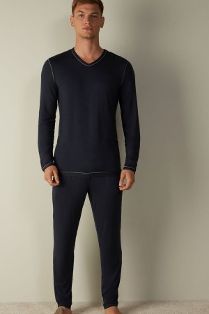 Blue Men's Intimissimi Micromodal Pajamas | AU1128DNN