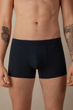Blue Men's Intimissimi Natural Fresh Supima® Cotton Boxer | AU1409ISZ