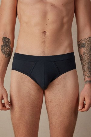 Blue Men's Intimissimi Natural Fresh Supima® Cotton Briefs | AU1328TVJ