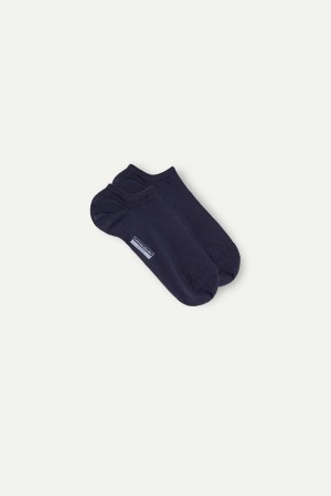 Blue Men's Intimissimi No-show in Supima® Cotton Socks | AU1237KIR