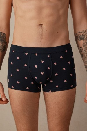 Blue Men's Intimissimi Piggy Bank in Stretch Supima® Cotton Boxer | AU1384ORX
