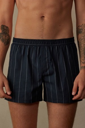 Blue Men's Intimissimi Print Detailed Boxer | AU1436ORX