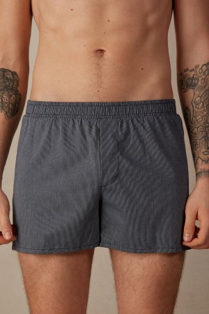 Blue Men's Intimissimi Print Detailed Boxer | AU1416GLQ