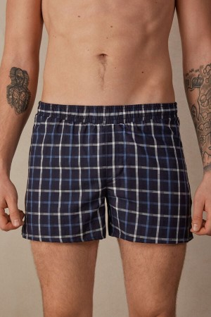 Blue Men's Intimissimi Print Detailed Boxer | AU1415FMM