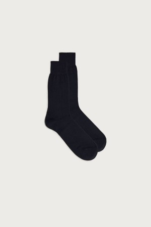 Blue Men's Intimissimi Short Chashmere-Silk-Cotton Socks | AU1225YUK
