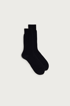 Blue Men's Intimissimi Short Sateen Egyptian Cotton Socks | AU1234GLQ