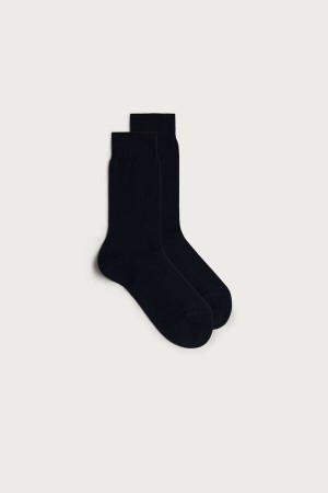 Blue Men's Intimissimi Short Warm Cotton Socks | AU1226UTL