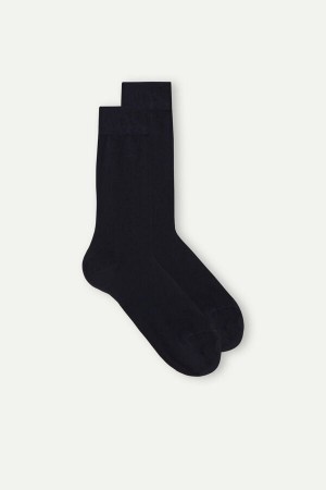 Blue Men's Intimissimi Short in Stretch Supima® Cotton Socks | AU1211KIR