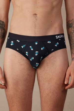 Blue Men's Intimissimi Smurf in Stretch Supima® Cotton Briefs | AU1327RWH