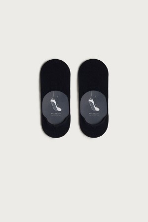 Blue Men's Intimissimi Stretch Cotton Footlet Socks | AU1256APV