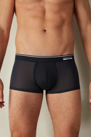 Blue Men's Intimissimi Super Fresh Micro-mesh Boxer | AU1446LHT