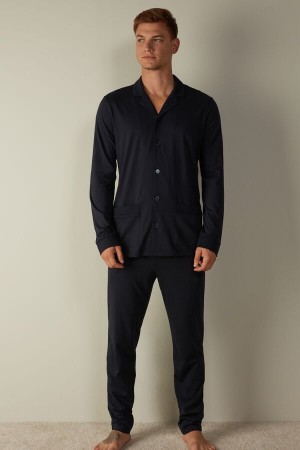 Blue Men's Intimissimi Supima® Cotton Pajamas | AU1123ISZ