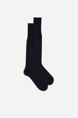 Blue Men's Intimissimi Tall Cashmere-Silk-Cotton Blend Socks | AU1265ZGY