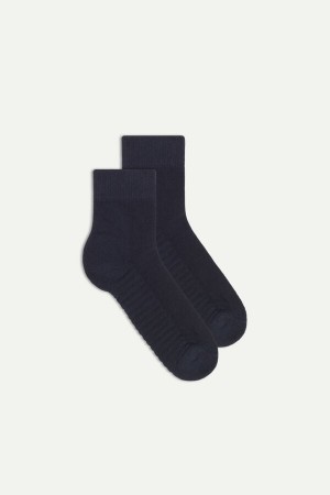 Blue Men's Intimissimi Terrycloth No-show Socks | AU1217BCP