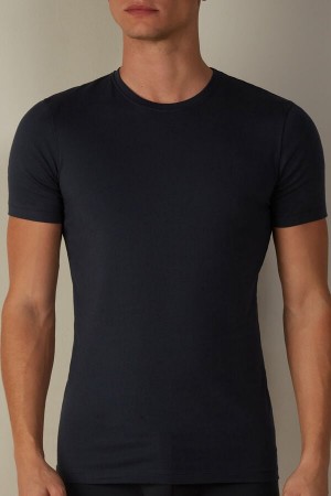 Blue Men's Intimissimi in Stretch Supima® Cotton T Shirts | AU1032XFU