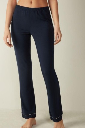 Blue Women's Intimissimi Long Micromodal Trousers Pajamas | AU2027WYF