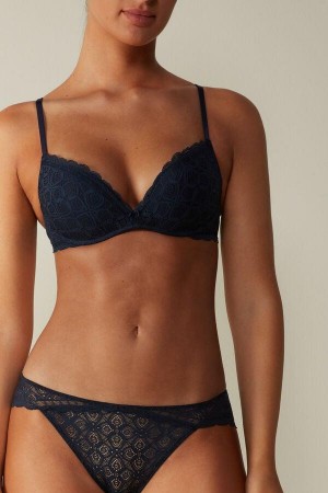 Blue Women's Intimissimi Low Rise Lace Panties | AU1609MAS