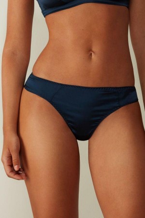 Blue Women's Intimissimi Silk Cheeky Briefs Panties | AU1522JJE