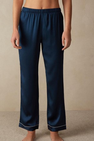 Blue Women's Intimissimi Silk Satin Pants Pajamas | AU1995CEI