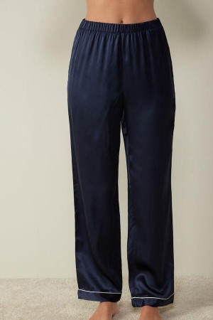 Blue Women's Intimissimi Silk Satin Pants Pajamas | AU1961FMM