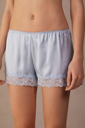 Blue Women's Intimissimi Silk Shorts Pajamas | AU2064DNN