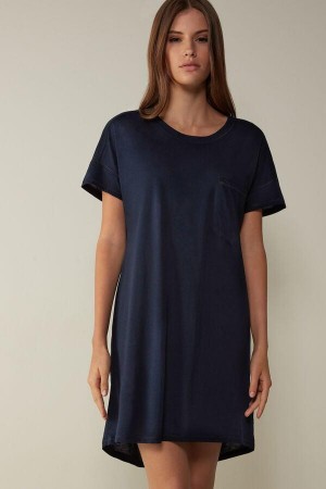 Blue Women's Intimissimi Ultrafresh Supima® Cotton Nightdress Pajamas | AU1814VDO