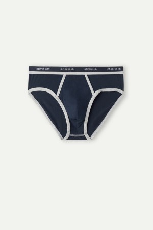 Blue / Light Grey Men's Intimissimi Natural Fresh Supima® Cotton with Logo Briefs | AU1337FMM