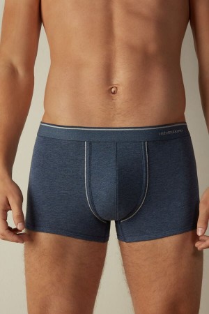 Blue / Light Grey Men's Intimissimi Supima® Cotton Boxer | AU1460UTL