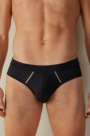 Blue / White Men's Intimissimi Natural Fresh Supima® Cotton Briefs | AU1346VDO