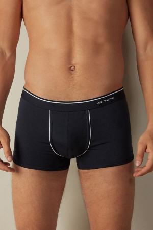 Blue / White Men's Intimissimi Supima® Cotton Boxer | AU1442GLQ