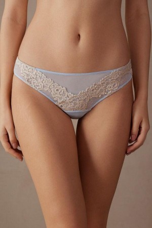 Blue / White Women's Intimissimi Pretty Flowers Brazilian Panties | AU1572GLQ