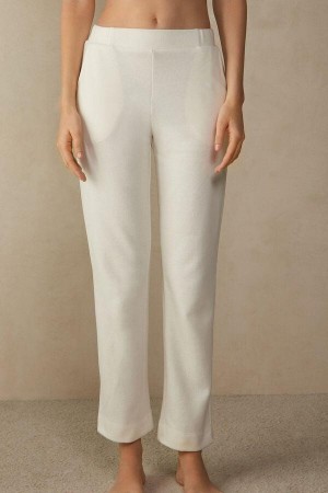 Cream Women's Intimissimi Warm Cuddles Full Length Pants Pajamas | AU1978TVJ