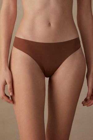 Dark Beige Women's Intimissimi Brazilian in Seamless Ultra Light Microfiber Panties | AU1492DNN