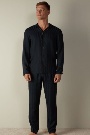 Dark Blue Men's Intimissimi Modal Set Pajamas | AU1127SOB
