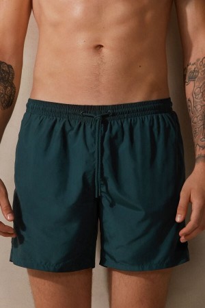 Dark Green Men's Intimissimi Single Color Swim Trunks | AU1305ISZ