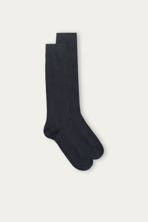 Dark Grey Men's Intimissimi Long in Stretch Supima® Cotton Socks | AU1263KIR