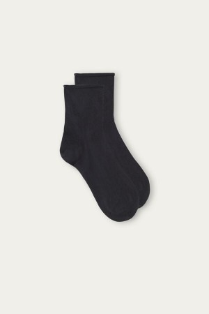 Dark Grey Men's Intimissimi No-show in Stretch Supima® Cotton Socks | AU1206DNN